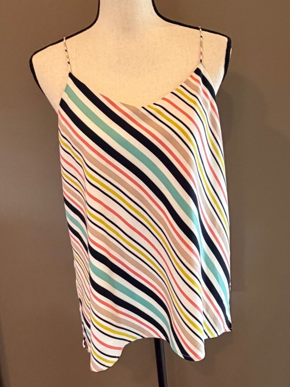 The Limited flowy striped lined spaghetti strap tank top, lined, Size Large